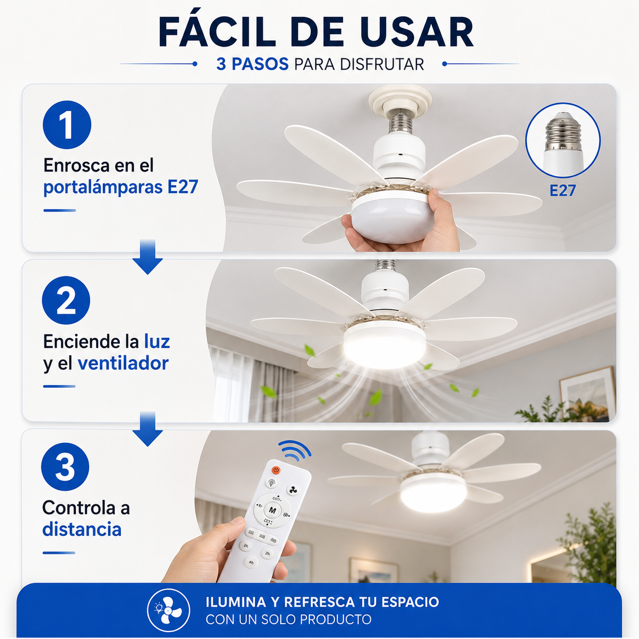 Ventilador de Techo con Luz