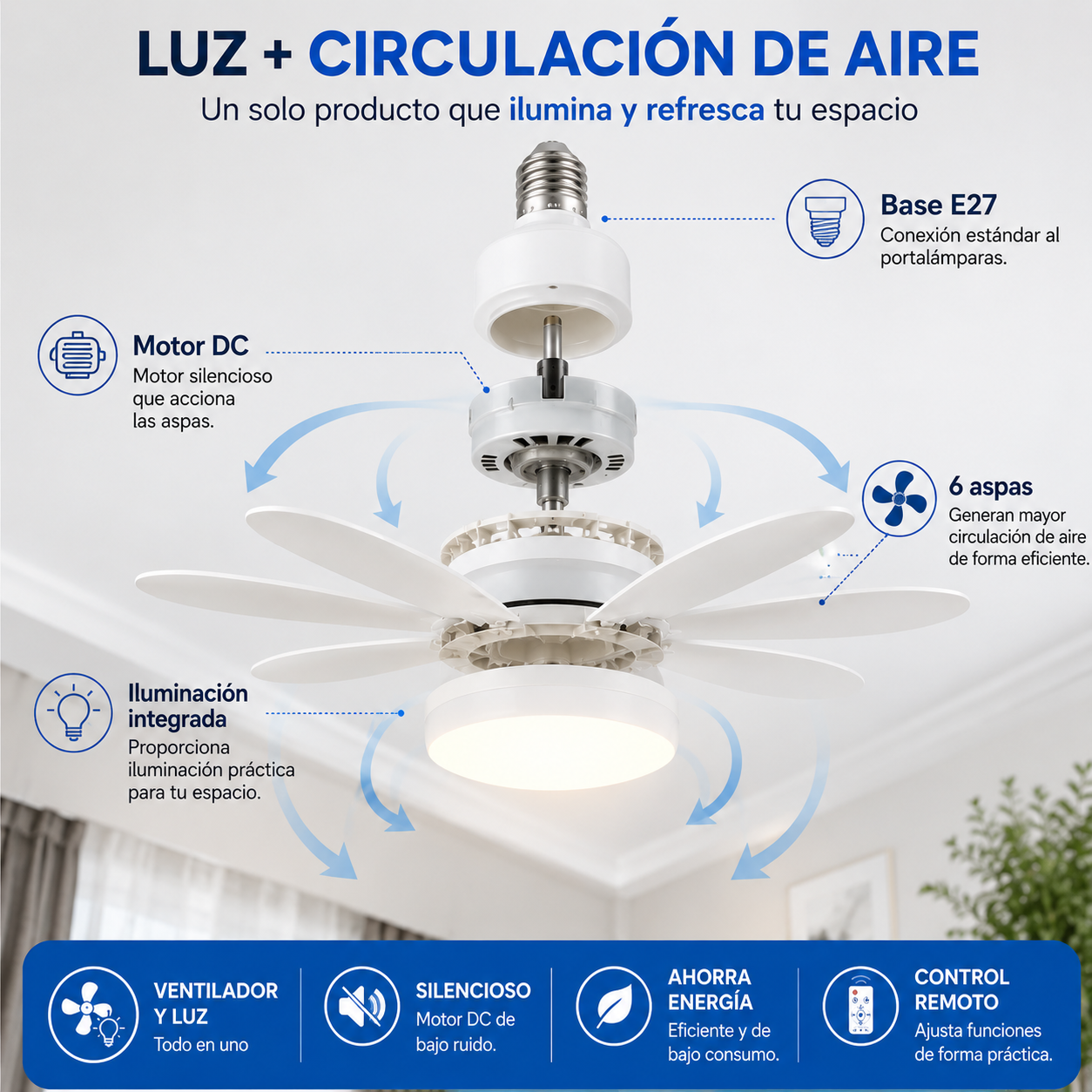 Ventilador de Techo con Luz
